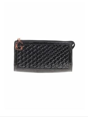 Sharon Gioe Black Quilted Wristlet Clutch with Rose Gold G Charm